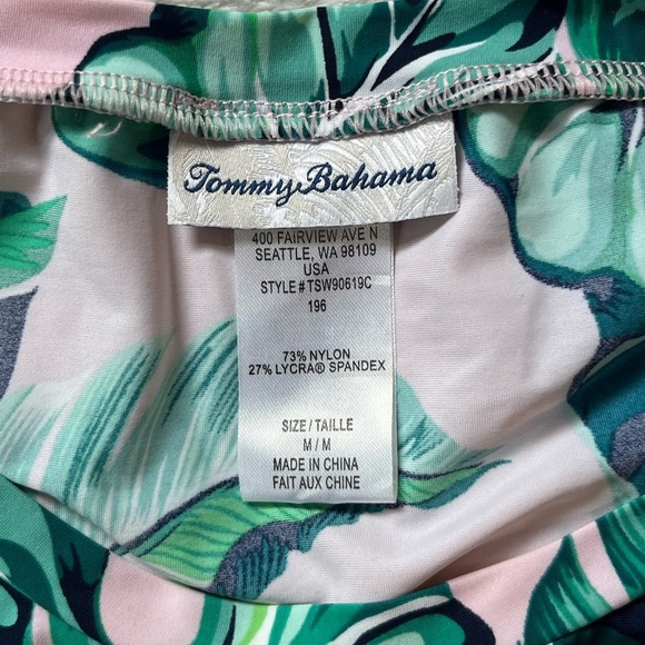 Tommy Bahama Breezy Palms Rash Guard Top Size M Green Pink TSW90619C - Picture 9 of 14